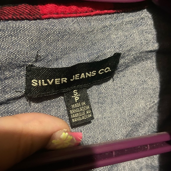 Y2K silver jeans flannel - Picture 2 of 4